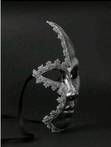 1件复古金银水钻半脸面具，威尼斯派对万圣节面具，适合夏季装扮 - A - 查看 8