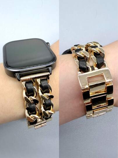 1 chiếc dây đeo đồng hồ thông minh thời trang nữ phối kim loại, tương thích với Redmi Watch 6 Active/6 Lite, Watch 5 Active/5 Lite, dây đeo trang trí bằng da và kim loại, tương thích với Redmi Watch 3 Active/3 Lite, phụ kiện dây đeo cổ tay tương thích với Redmi Watch 4, Mi Band 8 Pro/9 Pro