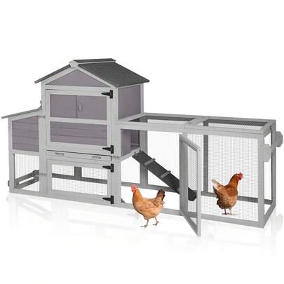Expandable Mobile Chicken House For Outdoor With Wheels, Nesting Box