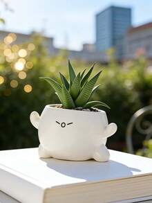 1pc Mood Flower Pot, Cute Resin Planter Suitable For Indoor Plants, Interesting Flower Pot With Drainage Hole, Great For Home Decor, Bedroom, Office, Student Use, Storage, Wedding Decoration, Jewelry Box, Party Decor, Best Gift Choice - Multiple Styles - View 3