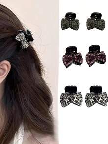 2 piezas Pinzas para el cabello de mujer de aleación con cristales de strass en forma de lazo, accesorios de cabello elegantes y lujosos con mariposa, pinzas de cabello románticas y glamorosas para recogidos, adecuadas para uso diario, trabajo, fiestas, verano, viajes y cumpleaños - Multicolor - Ver 19