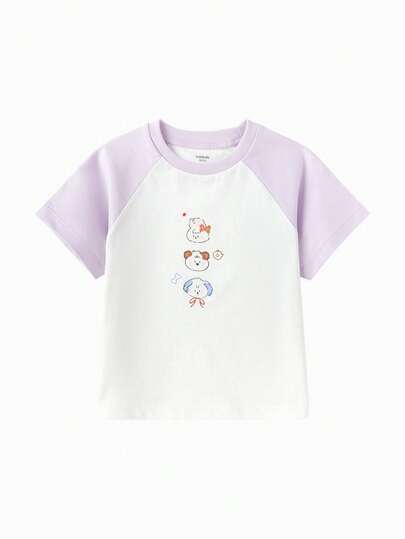 Balabala Áo thun raglan phối màu cho bé gái, chất liệu mềm mại, thoáng khí, thời trang, phù hợp mặc thường ngày mùa hè 2026.