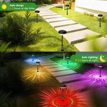 6PCS Outdoor Solar Lighting, Bright LED Lighting, IP44 Waterproof, Smart Light Sensing, (Color Light/Warm Light 2in 1) Suitable For: Courtyard Garden Lawn Paths, Walkways, Christmas Landscape Lighting And Outdoor Lighting, Christmas Gifts - Outdoor Pathway Lights - 查看 10