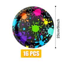 Colorful Graffiti Design Disposable Plate, Napkin And Cup Set, Plates, Napkins And Cups Party Supplies Suitable For 16 Guests, Disposable Paper Plates Party Tableware Suitable For Birthday, Wedding, Party, Family Picnic - Style 4 - View 7