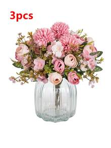 1 bó hoa hồng trà và hoa cúc giả lụa, cây hoa nhân tạo, bó hoa cưới, trang trí đám cưới, nguyên liệu làm vòng hoa DIY, phụ kiện cô dâu, trang trí xe cưới, trang trí cổng hoa, trang trí nhà cửa, nhà hàng, bình hoa phòng ngủ, trang trí tiệc sinh nhật, quà tặng năm mới - Hồng - Xem 9