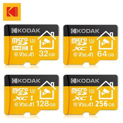 Kodak 코닥 마이크로 SD 카드 32GB 64GB 128GB 256GB TF 카드 저장 카드 가정 보안 모니터링, 애완 동물 카메라, 모니터, 대시 캠 및 스마트 폰에 적합