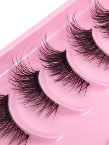 10 par transparenta minkögonfransar, fluffiga mjuka kattögonfransar, lösögonfransar för halva ögonen, lösögonfransar med remsa - Svart - Visa 7