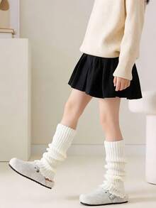 Bộ 2/1 chiếc tất giữ ấm chân nữ phong cách Y2K (Tất dài Lolita Nhật Bản, tất giữ ấm tay và chân đan móc, tất len mềm mại mùa thu/đông, cổ tất bốt) - Nhiều màu - Xem 3