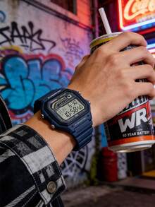 Casio Men's Digital Sports Watch 100M Waterproof Blue Resin Strap Illuminator LED Light Countdown Timer Alarm Chrono Military Tactical Watch Shockproof Outdoor Running Hiking Gym Fitness Training Watch Gift for Men Husband Son Adventure Travel Swimming Beach Festival Streetwear Wristwatch Fitness Training Watch Gift for Men Husband Son Adventure Travel Swimming Beach Festival Streetwear Wristwatch Festival Streetwear Wristwatch - 藏蓝色 - 查看 2