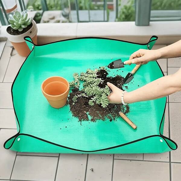 Tấm lót chậu cây gấp gọn màu xanh lá cây, thích hợp cho cây trồng trong nhà và cây mọng nước, chất liệu PE dày dặn chống thấm nước, dễ vệ sinh, tấm lót chậu cây lớn có thể gấp gọn, dụng cụ làm vườn.