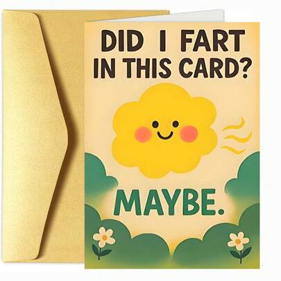 1张趣味放屁笑话贺卡，适合送给朋友和家人，生日、周年纪念日等场合