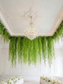 1/3 dây leo mây nhân tạo dài 41 inch, 5 dây trang trí cây thường xanh giả, cành lá liễu mềm mại như lụa, thích hợp trang trí tường, trần nhà, ban công, đám cưới, tiệc tùng, trong nhà và ngoài trời, vật trang trí xanh mướt như thật. - màu xanh lá - Xem 4