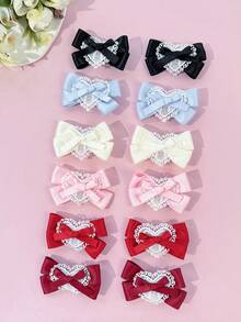 2pcs/Set Sweet Cute Heart & Bow Tie Hair Clips, Versatile Minimalist Hairpins, Suitable For Daily Commute, Festivals, Parties, Birthdays, Outings, Photography, Any Occasion, Great Gift For Best Friends - Multicolor - View 10