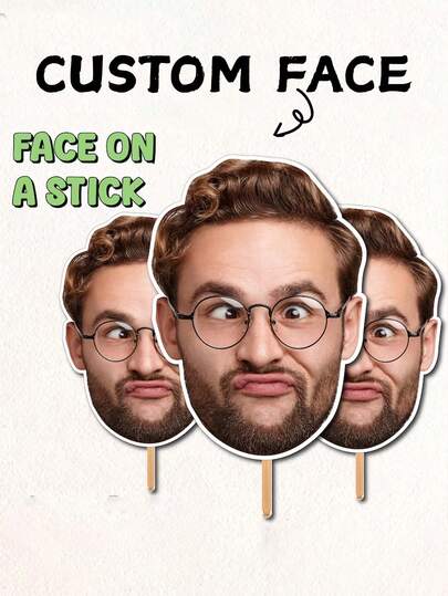 Photo Masks, Birthday Party Decorations, Wedding Portrait, Suitable For Wedding, Party, Bachelor Party And Birthday | 12pcs Personalized Fan-Shaped Face Hollow Headshot Masks With Handles, Funny Face Masks, Customized Large Head Hollow Face Party Decorations, Upload Photo, Birthday Masks With Handles And Elastic Bands, Wedding, Friends, Relatives, Best Gift, Party, Decorations, Bridal Shower Facial Props ,Forever Love