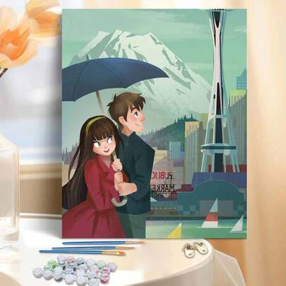 1 Set Couple's Frameless DIY Digital Oil Painting Kit, Carefully Crafted Oil Painting, Express Your Personalized With Colors, Unleash Creativity, No Painting Experience Required To Create Beautiful Artwork, Choose An Oil Painting To Decorate Your Space, Relieve Stress, Relax Your Mind, Experience The Power Of Art. 40*50CM
