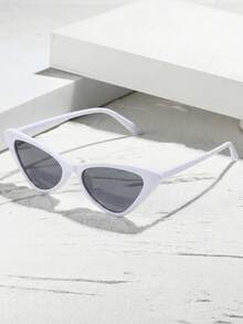 1 Pair Unisex Cat Eye White Fashion Sunglasses, Suitable For Personalized Retro Style, Versatile And Elegant Women's Fashion Glasses, Suitable For Daily Wear, Street Photography, Vacation, Beach And Other Occasions, Also An Ideal Accessory For Back To School Season - trắng - Xem 2