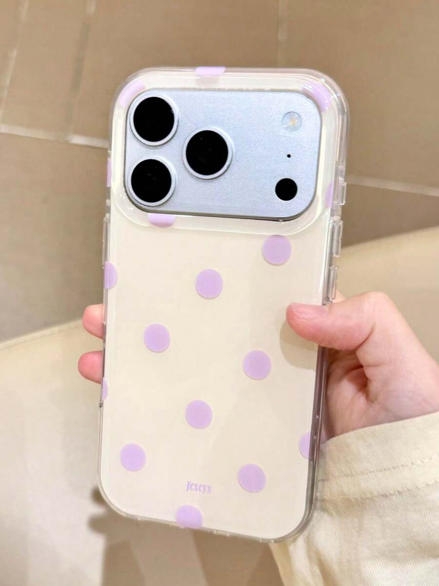 Étui de téléphone encadré à pois minimaliste et mignon compatible avec iPhone 17 Pro Max, 16, 15, 14, 13 Pro Max, 15, 17, design à pois délicat, antichoc, léger, couvercle de protection transparent