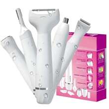 Yuehuam Depiladora Facial Pluxy Epil Pro 3.0 para Mujer Depiladora Facial Pluxy Afeitadora Corporal Y Facial Indolora 5 En 1 Recortadora de Bikini Recargable para Rostro Piernas Axilas Y Nariz. - Blanco - Ver 9