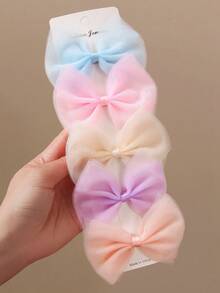10pcs Colorful Shiny Mesh Chiffon Bow Hair Clips, Cute Princess Side Bangs Clips, Versatile Barrettes For Daily Use,Summer,Holiday,Travel, Head Accessories,Festival,Party - Multicolor - View 2