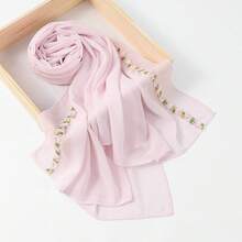 1pc New Women's Chiffon Retro Embroidered Headscarf Shawl, Style Long Scarf Hijabs - Multicolor - View 8