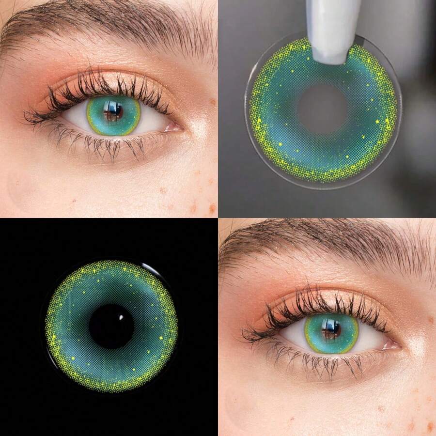 Leermoo 一副6个月抛型隐形眼镜，蓝黑色小瞳孔，适合日常美妆和眼部美容，无度数，自然舒适，妆效自然 - 棕色，是派对娱乐的完美之选