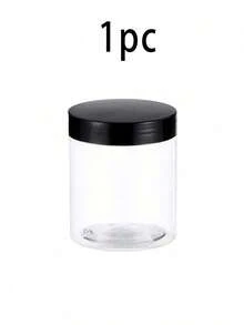 1/4/6/8个装透明塑料罐，配黑色罗纹盖 - 宽口密封罐，适用于存放干货、糖果、香料、珠子等 - 非常适合厨房收纳、食品保鲜和工艺品/糖果储存 | 优雅透明罐 | 密封性好 - 彩色 - 查看 12