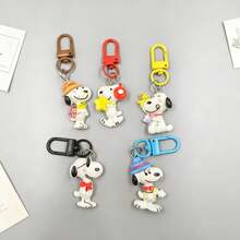 Bộ 5 móc khóa 3D Snoopy, móc khóa nhựa hình nhân vật hoạt hình Peanuts dễ thương, phụ kiện trang trí túi xách cho người hâm mộ, quà tặng sinh nhật (Kiểu ngẫu nhiên) - Nhiều màu - Xem 3