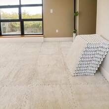 24-Piece Solid-Color Bedroom Full-Floor Carpet, Seamless Connection, Stain-Resistant, Suitable For Home Decoration, Floor Mat, Applicable To Bedroom, Living Room, Study, Indoor Decoration - Xám - Xem 3