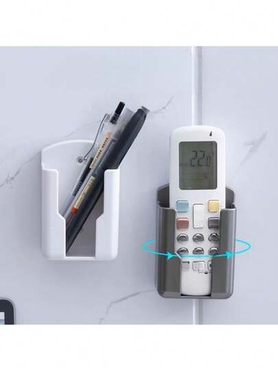 Wall-Mounted Phone Storage Box, Multi-Function Hole-Free Holder, Wall-Mounted Air Conditioner/TV Remote Control Storage Box
