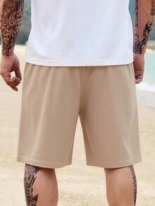 New Summer Men's Outdoor Casual Corduroy Shorts, Solid Color Versatile Beach Style Bermuda Shorts - Apricot - View 2