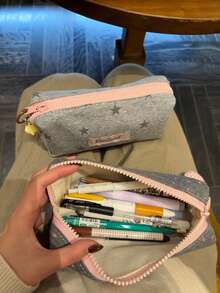 簡約純色筆袋，大容量學生文具袋，化妝品收納袋，防污大容量學生信件收納盒，便攜式筆袋，返校學生用品，桌面文具收納。 - 簡約款 - 查看 9