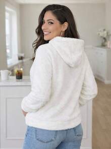 Women's Fleece Sweatshirt/Cold Weather Jacket - Blanco - Ver 2
