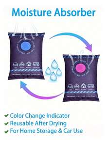 1/2 unidades de Sacos Desumidificadores de Silicone Reutilizáveis, Sacos Desumidificadores Reutilizáveis que Mudam de Cor para Carro, Guarda-Roupa, Absorvem a Umidade, Previnem a Umidade Excessiva e a Condensação, Desumidificador Doméstico, Azul para Rosa quando Saturado, Presente Ideal para as Festas - Multicolorido - Ver 1