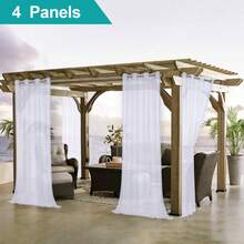 4pcs Outdoor Waterproof Sheer Curtains, Patio Porch Gazebo Transparent Window Drapes, Decorative Curtains For Bedroom, Balcony, Sunroom - 4pcs - View 23