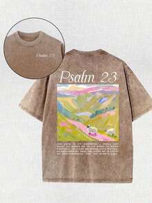 Yuega Tshrit 1pcJesus Religious Cross Sun Printed Retro Washed T-Shirt, 230G, Retro Street Style. Simple And Versatile, Pure Cotton Is Of High Quality, Novel And Fashionable, And It Is A Must-Have Fashion T-Shirt For Spring And Summer.Summer Clothing Tops - 卡其色 - 查看 16