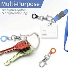 1pc/6pcs Pen Clip Keychain, Hook Design Can Hang Pen, Suitable For Bags, Belts, Casual Style Keyring Accessory - One Size - View 4