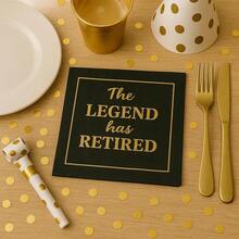 20/40/60pcs, The Legend Has Retired Etirement Party Disposable Paper Napkins, 2-Ply Black With Gold Glitter Print Cocktail Napkins For Farewell Retirement, Lunch & Dinner Party Tissues – Elegant, Disposable Retirement Party Decoration - View 6