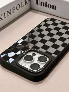 手机壳：镜面抛光时尚黑白棋盘格手机壳，兼容17/16/15/14/13/12系列，全包覆防摔软背板，保护套，男女通用，简约多功能手机壳 - 彩色 - 查看 5