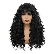 ROALYUV Black Long Wavy Wig For Women, Natural Looking Black Curly Wavy Synthetic Wig With Heat Resistant Fiber, Breathable Adjustable Cap, Soft & Full Texture, Easy To Wear & Style, Perfect For Daily Wear, Dating, Party, Cosplay And All Occasions - 黑色 - 查看 3
