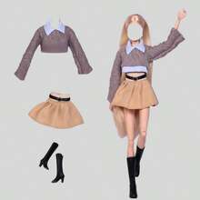 1 Set Fashion Outfit Suitable For 30cm Doll BJD, Fashionable Street Style Jacket & Leather Skirt Set, Sexy Girl Style Changeable Accessories, Birthday/Christmas/New Year Gift (Clothes Only, No Doll, No Shoes) - Multicolor - View 3