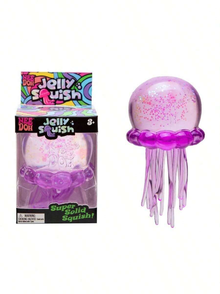 Jellyfish Squishy Fidget Toy, Silicone Octopus Water Play Squeeze Toy, Slow Rising Stress Relief Props - Blue - 查看 1