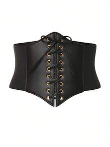 1pc Women's Renaissance Period Accessory, Black Sheer Lace Corset, Sexy Gothic Style Suitable For Halloween Party Or Daily Outfit Matching - Black - View 6