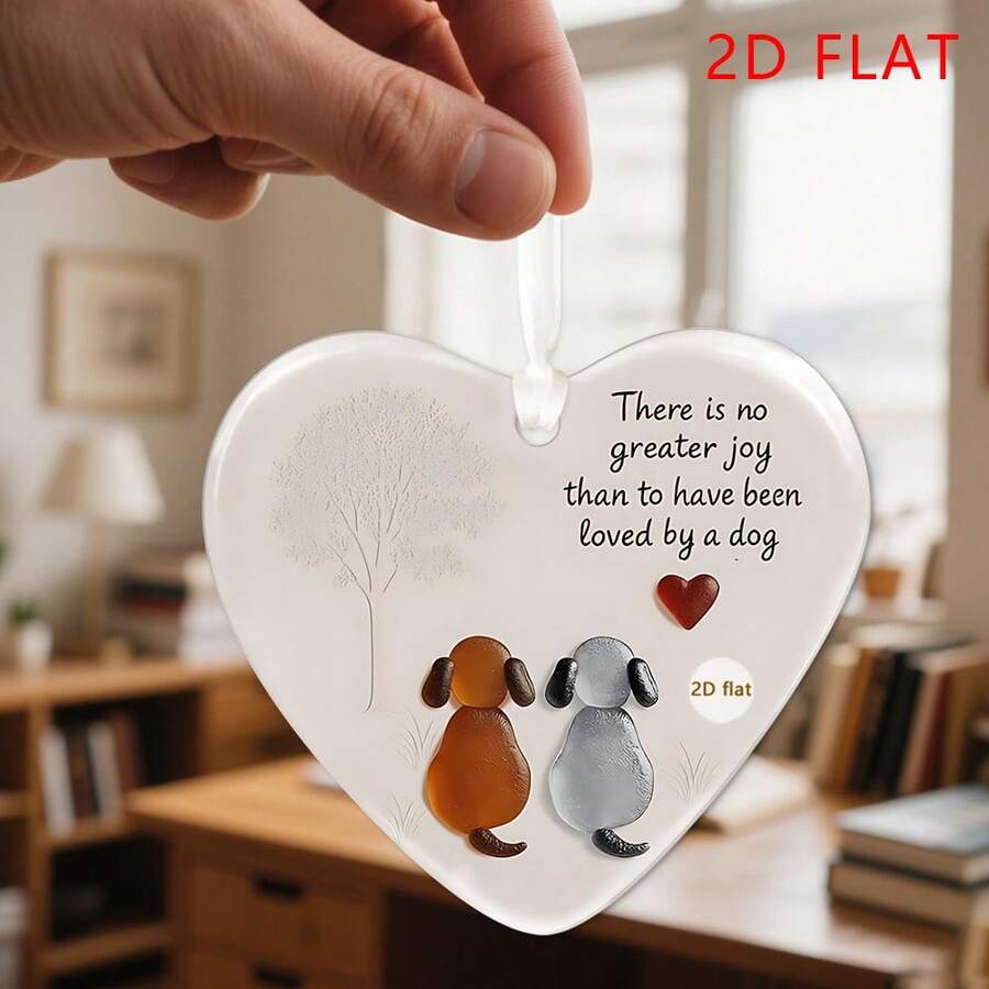 1/3pcs Acrylic Pet Memorial Hanging Decor, Car Rearview Mirror, Backpack, Home Decor, 2D - Multicolor White Ribbon - View 1
