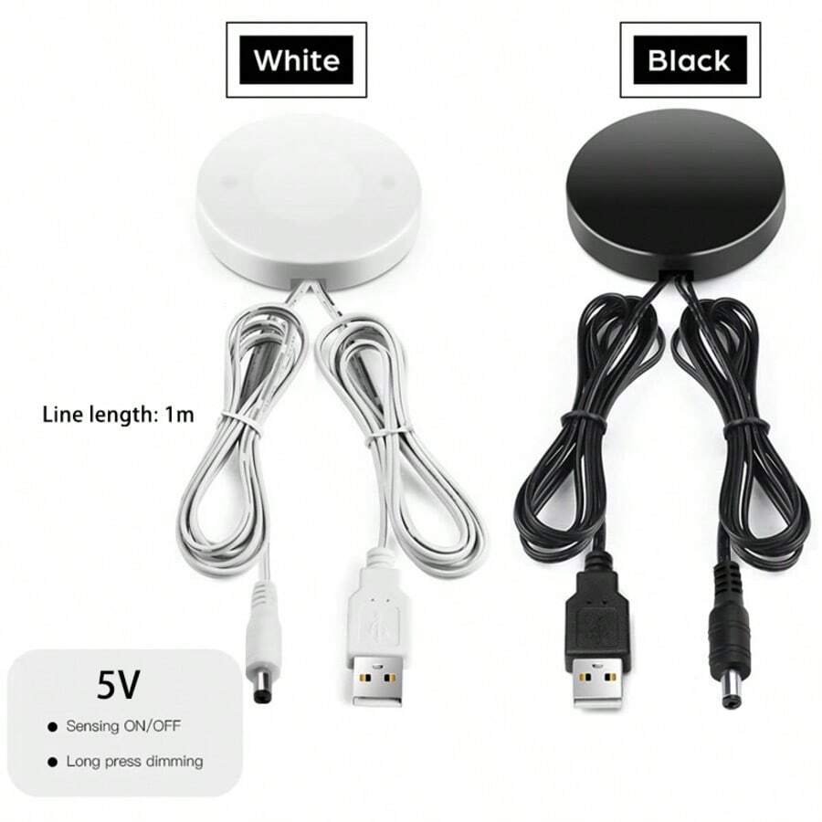 1pc USB 5-24V 5A Touch Sensor Dimmer Switch, Stepless Dimmable LED Strip Controller, No Drilling Required Surface Mounted Switch For Cabinets TV Bedroom Closet - FTS-06 - View 1