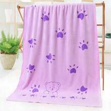1pc/2pcs Soft & Absorbent Microfiber Pet Towel, Cute Paw Print, Bone, Bear, Rabbit Design, 50cm*100cm, Quick Drying, Cartoon Print Pet Bathing Towel, Ideal For Drying Cats, Dogs, Pet Grooming - 1 chiếc bàn chân màu tím, kích thước 70*140cm - Xem 7