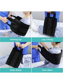 1pc Adjustable Full Lift Nursing Sling, Elderly Back Lift & Mobile Belt With Non-Slip Handle, Padded Patient Bed Transfer Assist Device - 1 Piece (black) - View 4