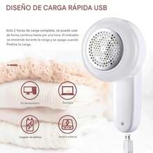 Set de cortador de pelusas recargable por USB, cortador de pelusas recargable por USB para jerséis, cortador portátil de pelusas para ropa, muebles, camas y sofás - Blanco - Ver 12