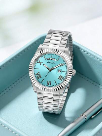 Guess Đồng hồ nam mặt số màu ngọc lam, dây đeo thép bạc - GW0265G11. Thích hợp cho những buổi đi dạo hàng ngày và các cuộc gặp gỡ công việc. Thời trang và lịch lãm. Một món quà lý tưởng dành cho phái mạnh và bạn trai.