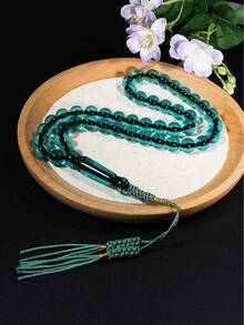 1pc Muslim 45 Beads Black Thread Handmade Tassel Pendant, Versatile Muslim Prayer Beads, Solemn Texture Religious Accessory For Men - Multicolor - View 4