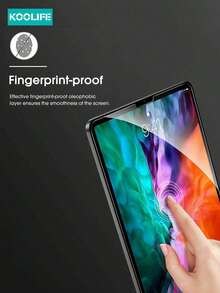 Koolife 2pcs Tempered Glass Screen Protector, Full Coverage, Anti-Fingerprint Anti-Scratch Anti-Water Anti-Shock Protective Film, Compatible With Ipad 7.9/8.4/9.7/10.2/10.5/10.9/11/12.9 Inch / Pro 11 (10th Gen) - Clear - View 3